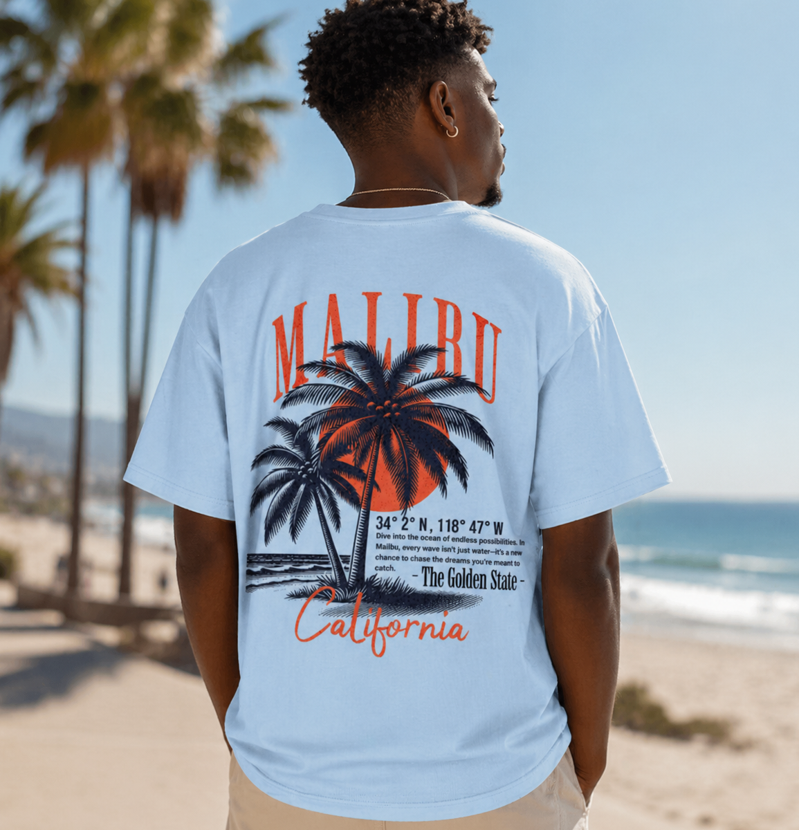 Malibu, California Oversized Shirt, The Golden State, Palms